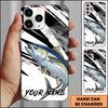 Joycorners Fishing Black White Abstract Brush Strokes Personalized Name Phone Case (10 Fish Species)