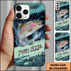 Joycorners Fishing Teal Honeycomb Water Burst Personalized Name Phone Case (10 Fish Species)
