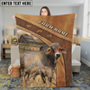 Joycorners Cow on Rustic Leather Background Farm Landscape Personalized Name 3D Blanket (8 Breeds)