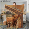 Joycorners Cow on Rustic Leather Background Farm Landscape Personalized Name 3D Blanket (8 Breeds)