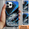 Joycorners Fishing Electric Blue Arrow Pattern Splash Personalized Name Phone Case (10 Fish Species)