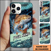 Joycorners Fishing Teal Honeycomb Water Burst Personalized Name Phone Case (10 Fish Species)