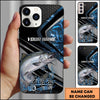 Joycorners Fishing Blue Smoke Splash Tech Style Personalized Name Phone Case (10 Fish Species)