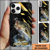 Joycorners Fishing Luxury Black Gold Lightning Splash Personalized Name Phone Case (10 Fish Species)