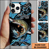 Joycorners Fishing Blue Grunge Paint Splash Dynamic Art Personalized Name Phone Case (10 Fish Species)