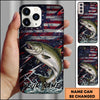 Joycorners Fishing USA Flag Splash Patriotic Art Personalized Name Phone Case (10 Fish Species)
