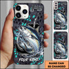 Joycorners Fishing Hexagon Tech Pattern Hook Icon Water Splash Personalized Name Phone Case (10 Fish Species)