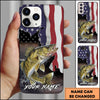 Joycorners Fishing American Flag Patriotic Splash Personalized Name Phone Case (10 Fish Species)