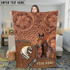 Joycorners Horse Rustic Tooled Leather Floral Pattern Zipper Art Personalized Name 3D Blanket  (8 Breeds)
