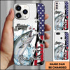 Joycorners Fishing American Flag Patriotic Water Splash Personalized Name Phone Case (10 Fish Species)