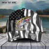 Joycorners Fishing Hat Walleye Splash American Flag Personalized Name Cap (11 Breeds)