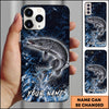 Joycorners Fishing Blue Grunge Splash Effect Personalized Name Phone Case (10 Fish Species)