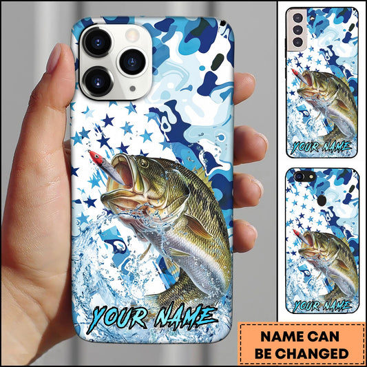 Joycorners Fishing Star Camo Water Splash Art Personalized Name Phone Case (10 Fish Species)
