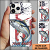 Joycorners Fishing Patriotic Paint Splash Water Effect Personalized Name Phone Case (10 Fish Species)