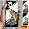 Joycorners Fishing Topwater Lure Splash Art Black White Personalized Name Phone Case (10 Fish Species)