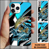 Joycorners Fishing Blue Black Geometric Lightning Splash Personalized Name Phone Case (10 Fish Species)