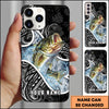 Joycorners Fishing Tribal Pattern Black White Water Splash Personalized Name Phone Case (10 Fish Species)
