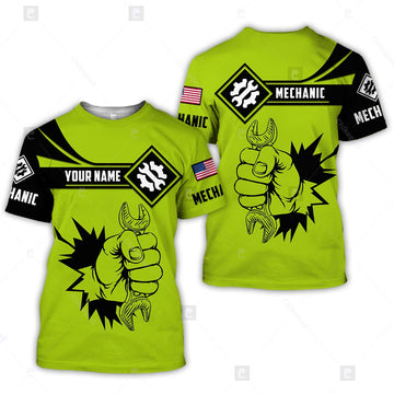 Joycorners Personalized Name Mechanic Is My Choice Shirt Wrench Tool Neon Style Hoodie Unisex Mechanic Apparel PT2609