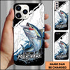 Joycorners Fishing Topwater Lure Splash Art Black White Personalized Name Phone Case (10 Fish Species)