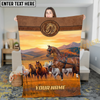 Joycorners Horse Western Sunset Running Herd Landscape Leather Badge Personalized Name 3D Blanket (8 Breeds)