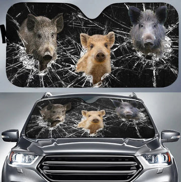 Joycorners Hogs Broken Glass All Over Printed 3D Sun Shade