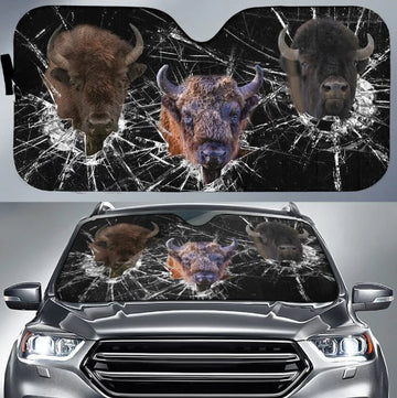 Joycorners Bison Broken Glass All Over Printed 3D Sun Shade