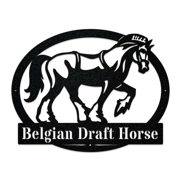 Belgian Draft Horse Monogram - Farming Metal Sign