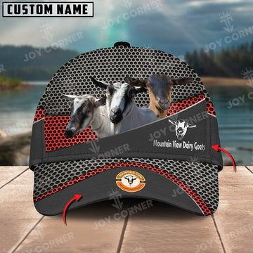 Joycorners Goat Customized Name And Farm Name Metal 3D Classic Cap For JIM Option 1