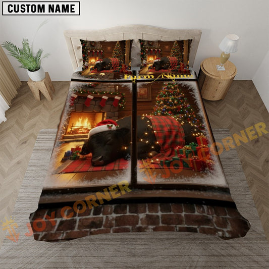 Joycorners Black Angus Personalized Name Merry Christmas Cow Bedding set