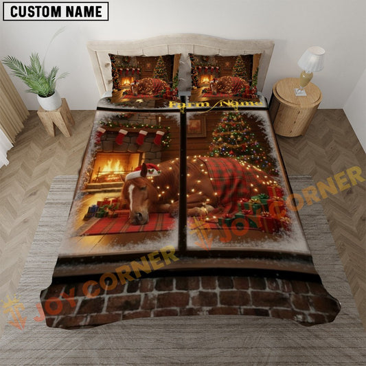 Joycorners Horse Personalized Name Merry Christmas Cow Bedding set