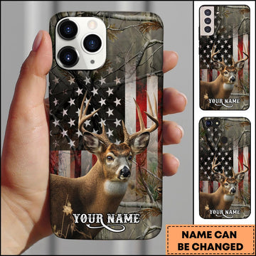 Joycorners Dark Patriotic Deer Personalized Name Phone Case