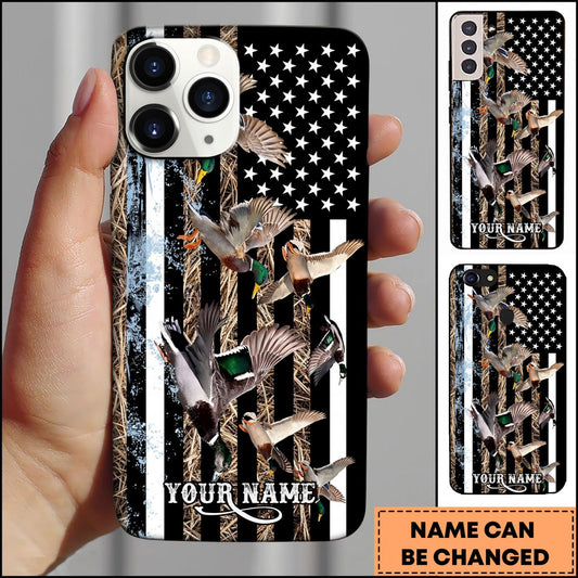 Joycorners American Flag Flying Duck Hunting Personalized Name Phone Case