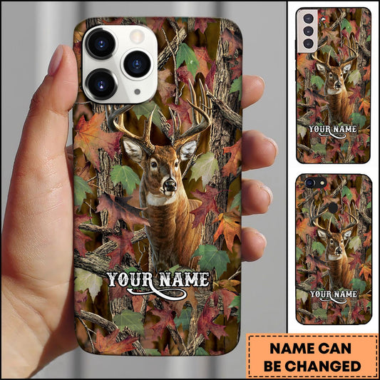 Joycorners Fall Leaves Deer Personalized Name Phone Case