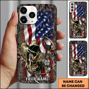 Joycorners American Flag Bow Hunter Personalized Name Phone Case
