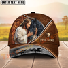 Joycorners Jesus & Horse “Never Walk Alone” Tooled Leather Western Art Personalized Name Cap (8 Breeds)