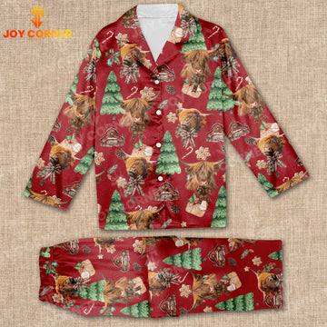 Joycorners Christmas Highland Cattle Pattern 3D Pajamas