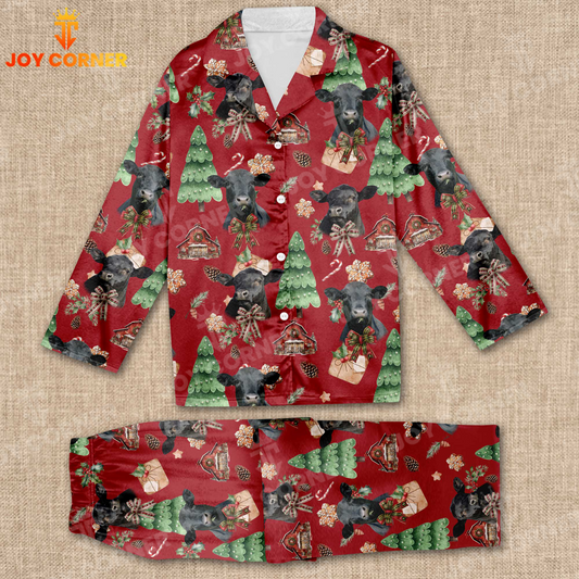 Joycorners Christmas Black Angus Pattern 3D Pajamas