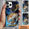 Joycorners Fishing Blue Honeycomb Splash Art Personalized Name Phone Case (10 Fish Species)