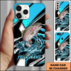 Joycorners Fishing Blue Black Geometric Lightning Splash Personalized Name Phone Case (10 Fish Species)