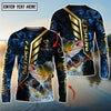 Joycorners Freshwater Fish Fishing Gold Smoke Premium Sport Style Personalized Name, Team Name Long Sleeve Shirt (6 Breeds)