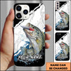 Joycorners Fishing Topwater Lure Splash Art Black White Personalized Name Phone Case (10 Fish Species)