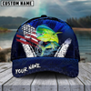 Joycorners Fishing Dark Blue Scratch American Flag Pattern Sport Pattern Personalized Name 3D Cap (11 Breeds)