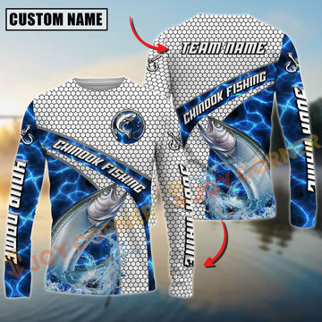 Joycorners Chinook Fishing Honeycomb Electric Water Splash Personalized Name, Team Name Long Sleeve Shirt