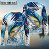 Joycorners Saltwater Fish Fishing Water Splash Scale Pattern Personalized Name, Team Name Long Sleeve Shirt (6 Breeds)