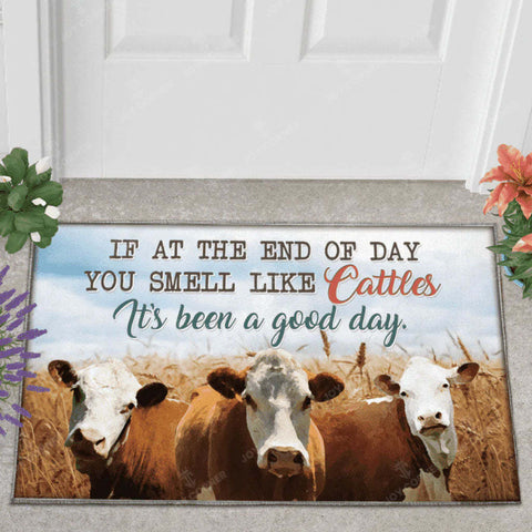 Joycorners Hereford Cattle Lover Good Day Doormat
