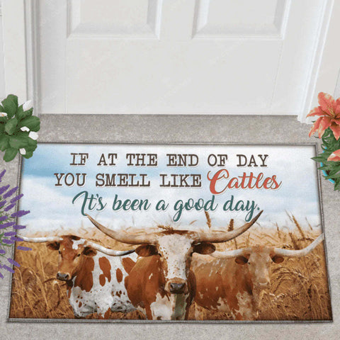 Joycorners TX Longhorn Cattle Lover Good Day Doormat