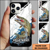 Joycorners Fishing Topwater Lure Splash Art Black White Personalized Name Phone Case (10 Fish Species)