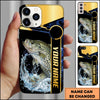 Joycorners Fishing Black Gold Tech Frame Water Splash Personalized Name Phone Case (10 Fish Species)