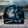 Joycorners Fishing Blue Smoke Sport Pattern Personalized Name 3D Cap (11 Breeds)