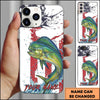 Joycorners Fishing Patriotic Paint Splash Water Effect Personalized Name Phone Case (10 Fish Species)